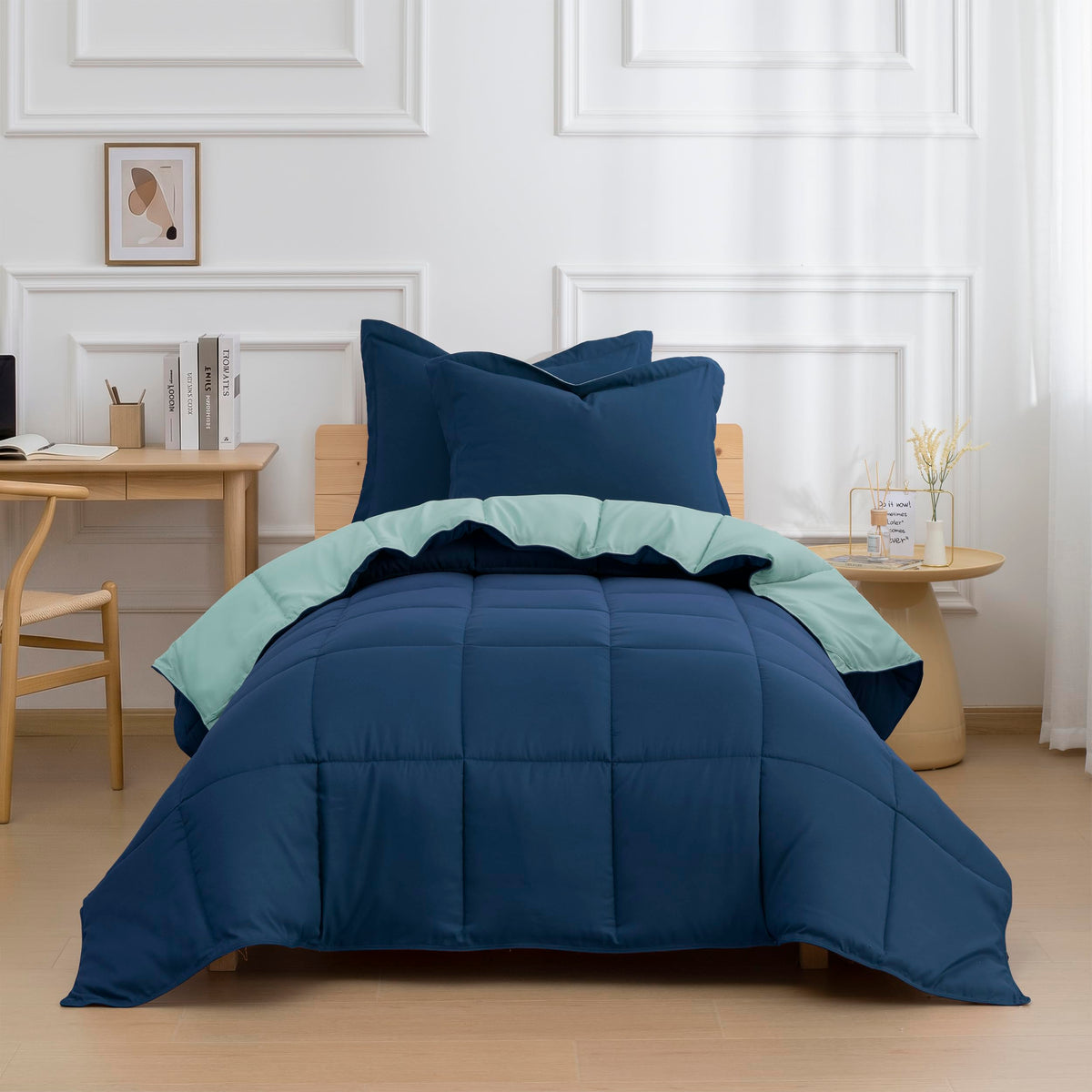 HIG 3pc Green Queen Size Bedding Comforter Set Duvet Insert Blanket