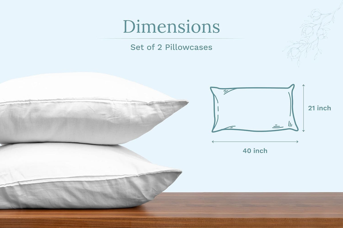 Organic Cotton White King Pillowcases - 2 Pack, 100% GOTS Certified Organic Cotton, Cooling, Soft, Hypoallergenic, Luxurious, and All-Natural Crisp Pillowcases (White, King Size - Set of 2)
