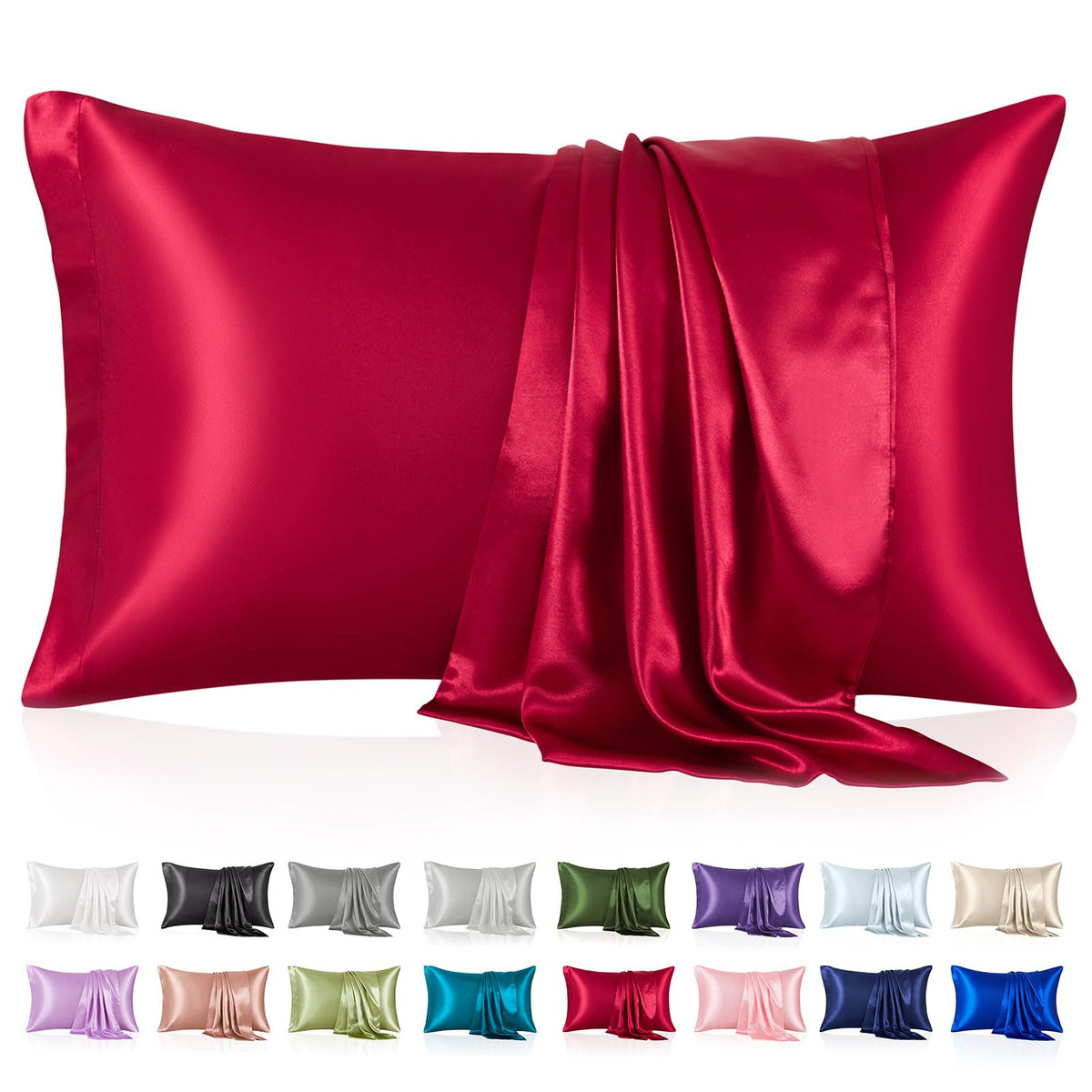 Silk Like Satin Pillowcase Standard Size, Royal Blue, 2 Pack, 20x26 Inches
