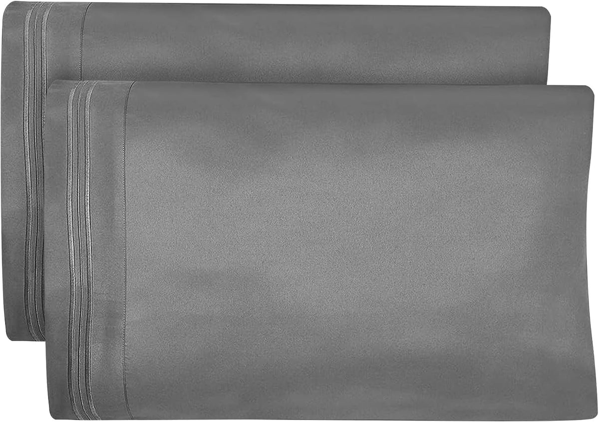 Dreamcare King Pillow Cases Set of 2 - Double Brushed 1500 Luxury Series Microfiber - Envelope Closure, Wrinkle- Free, Cooling Pillow Cases - King Size Pillow Cases Set of 2 (20 x 40, Gray)