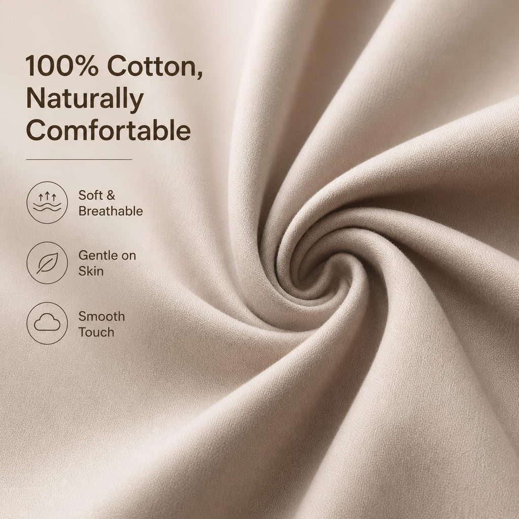 EVOLIVE 100% Cotton Body Pillow Cover 21"x54", 300TC, Hidden Zipper (Taupe)