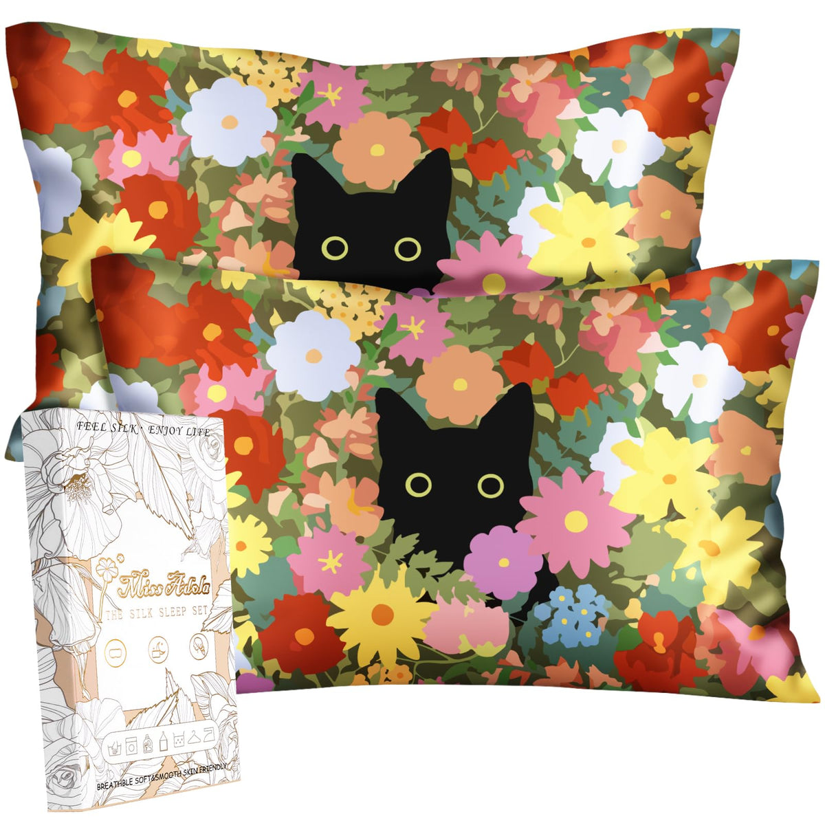 Miss Adola Silk Pillowcases, 2 Pack, Standard Size, Pk Leopard