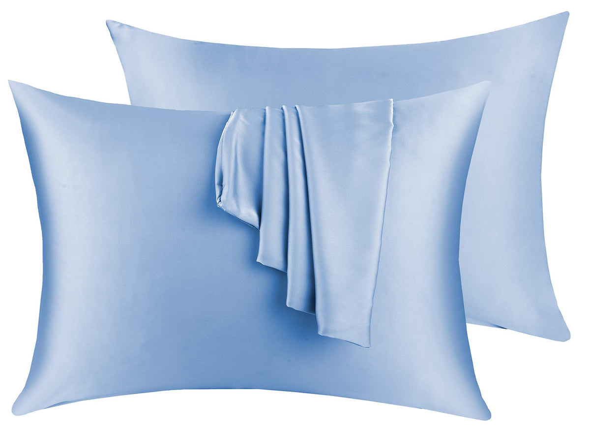 100% Silk Pillow Cases 2 Pack, Mulberry Silk Pillowcase for Hair and Skin with Hidden Zipper, Soft Breathable Smooth Cooling Silk Pillowcase for Sleeping Women (White, Standard)