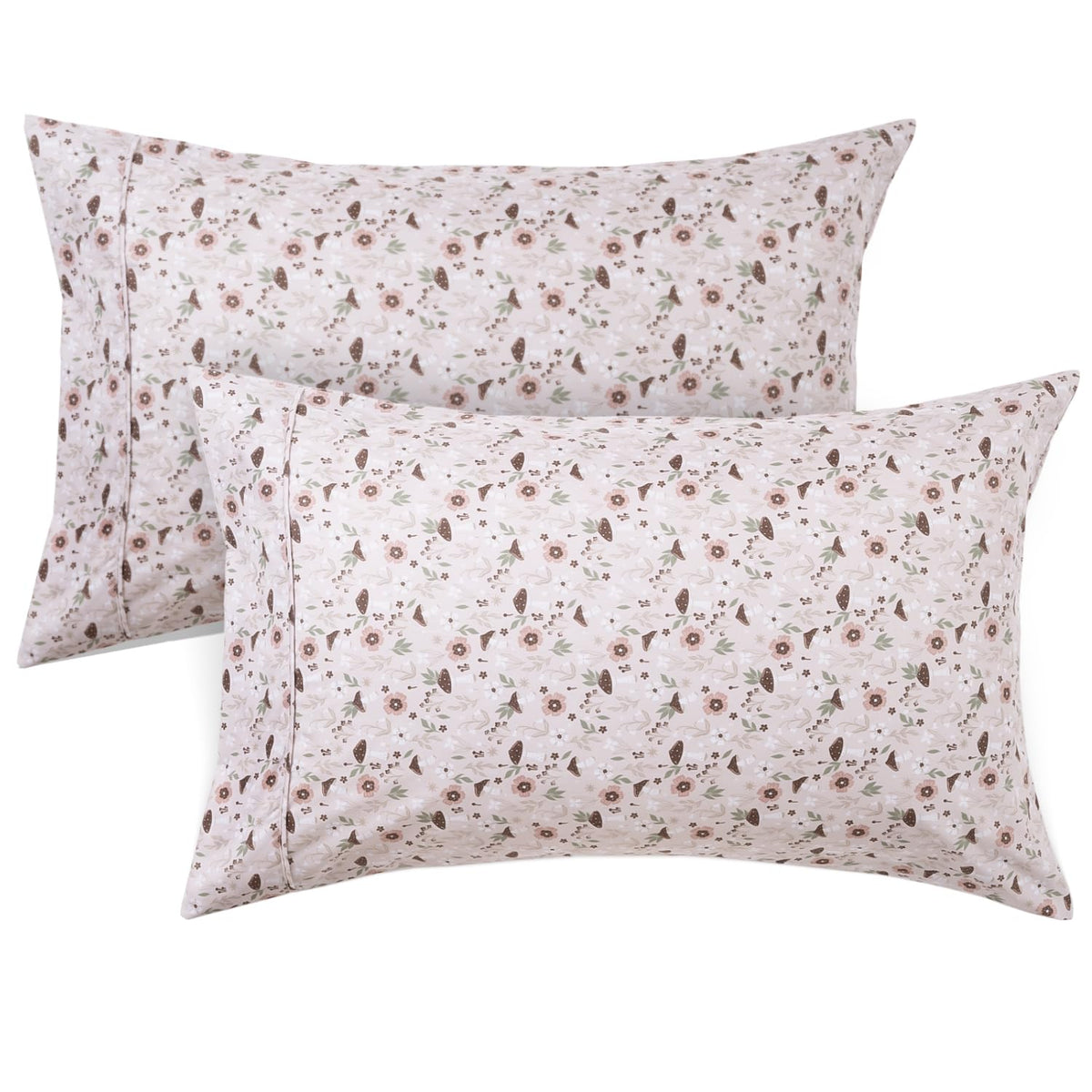 Queen Pillow Cases Set of 2, Ultra Soft Wrinkle-Free Microfiber Pillow Covers with Open-end Closure, Fade/Stain/Shrink Resistant, Machine Washable, Butterfly Garden Print, 20"x30" Queen Size