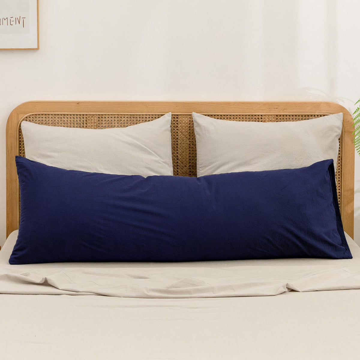 BESTOUCH Washed Cotton Pillowcases Linen Feel Olive Green Body