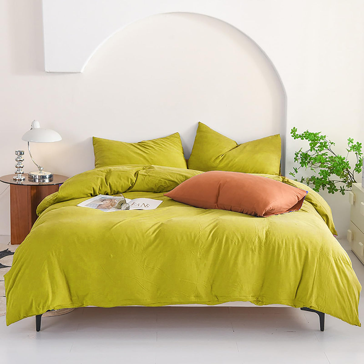 Luxlovery Green Comforter Set Full Army Green Bedding Set Minimalist Bedding Set Modern Soft Breathable Blanket Quilts Olive Comforter Set for Women Men Full Bed