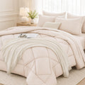 FUANNA Full Size Comforter Sets 7 PCS, Navy Blue Bed Set, Soft Bed in a Bag