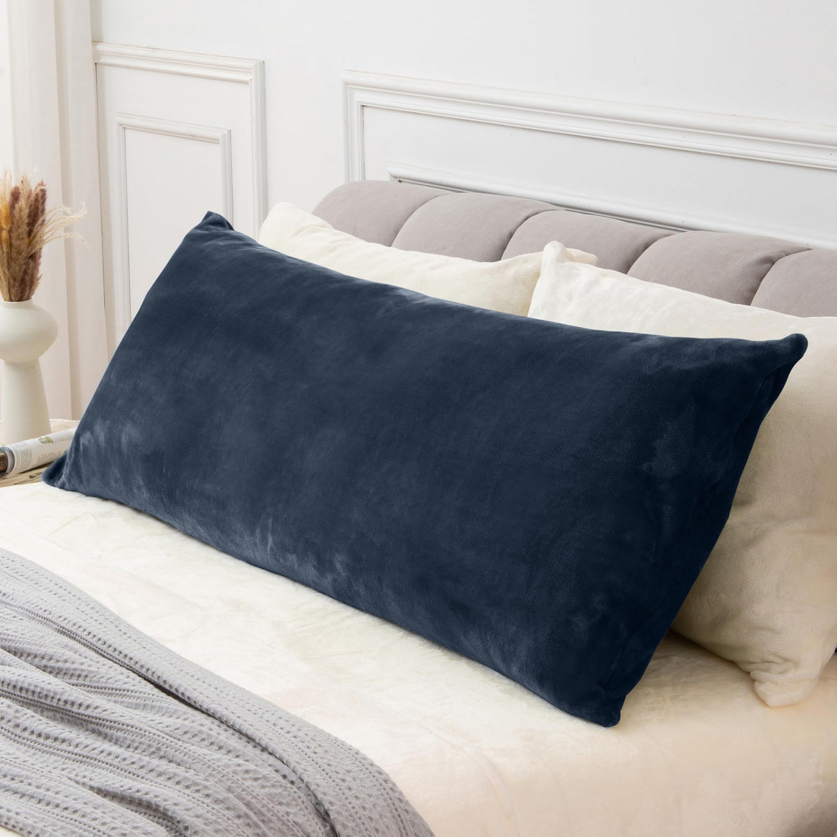 BEDELITE Body Pillow Cover with Zipper, Gray, 20x54 Inch, 1 Pack