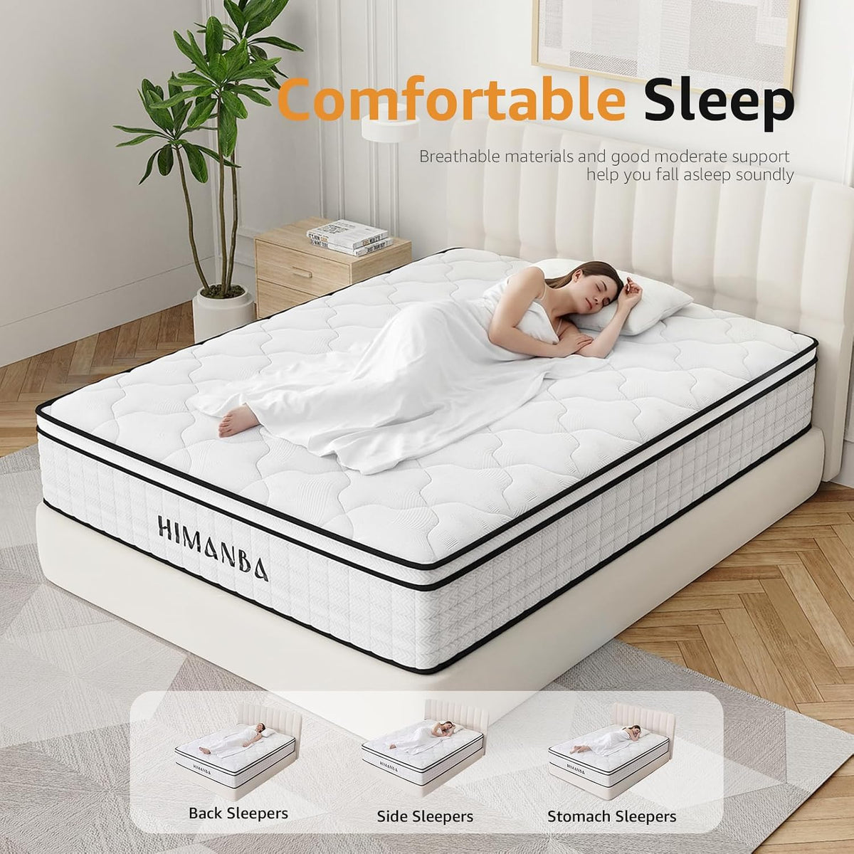 Twin 10 Inch Hybrid Mattress in a Box, Balanced Medium Feel, Memory Foam with Individually Pocketed Coils, Zoned Support & Motion Isolation, CertiPUR-US Certified