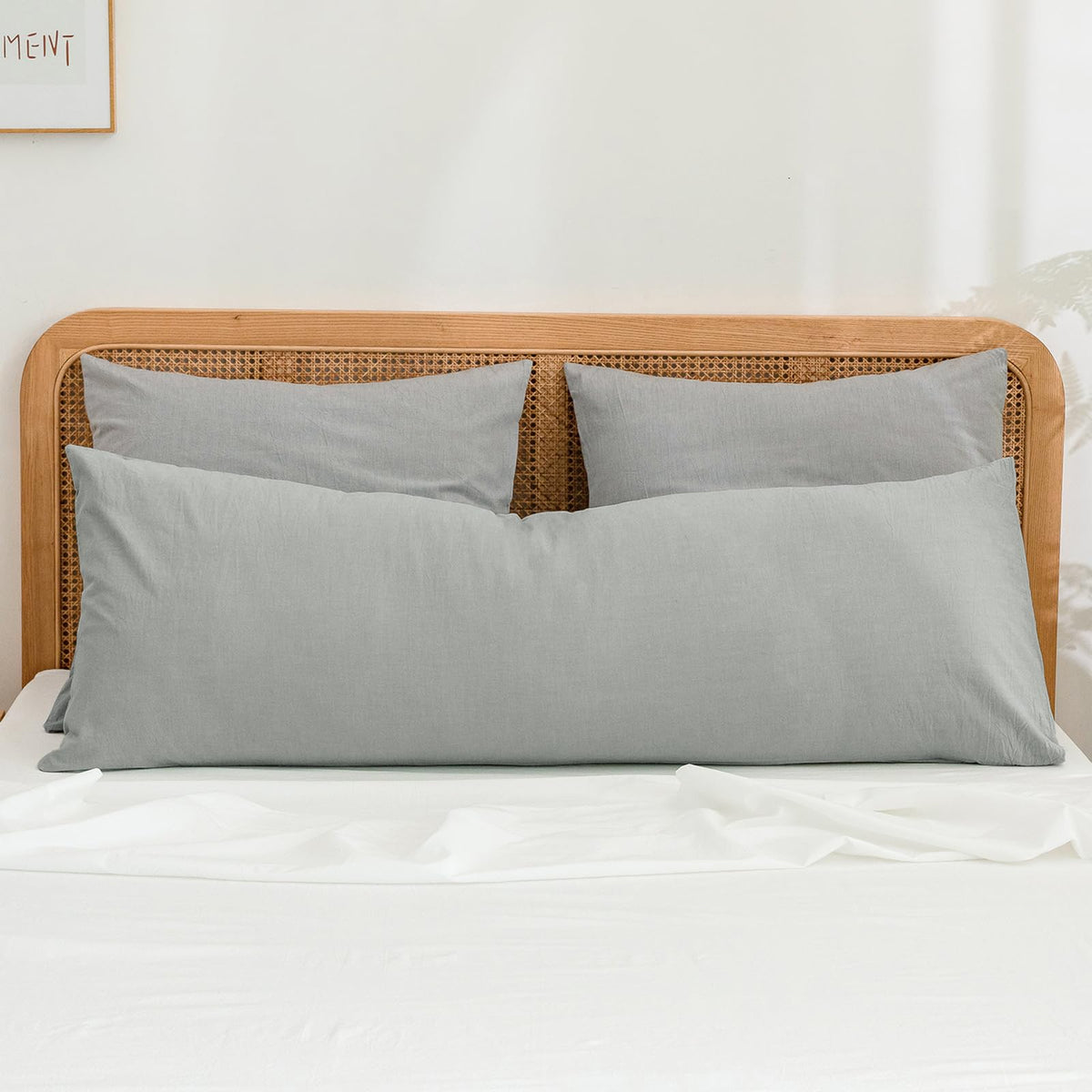 BESTOUCH Washed Cotton Pillowcases Linen Feel Olive Green Body