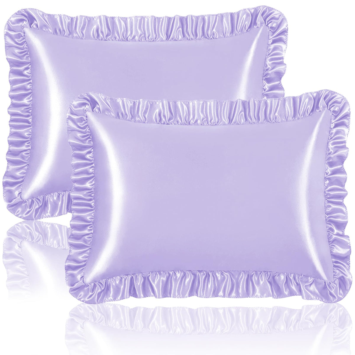 Homiest Blush Pink Ruffle Satin Pillowcase Set of 2, Standard
