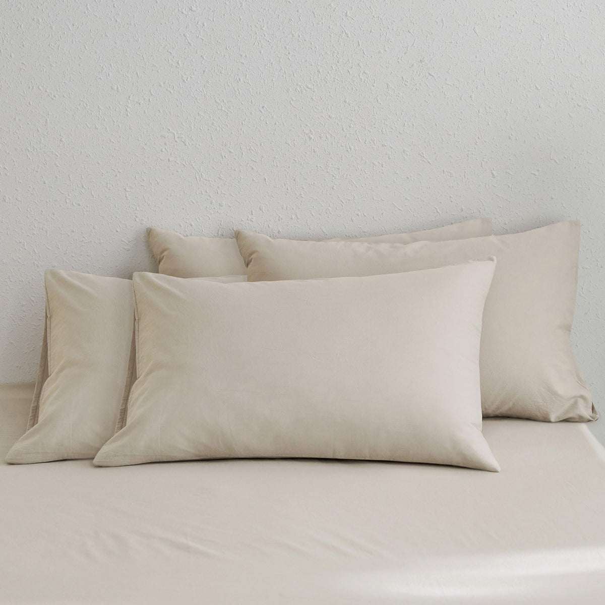 MOOMEE Pillowcase Set of 2 100% Washed Cotton Linen-Like King