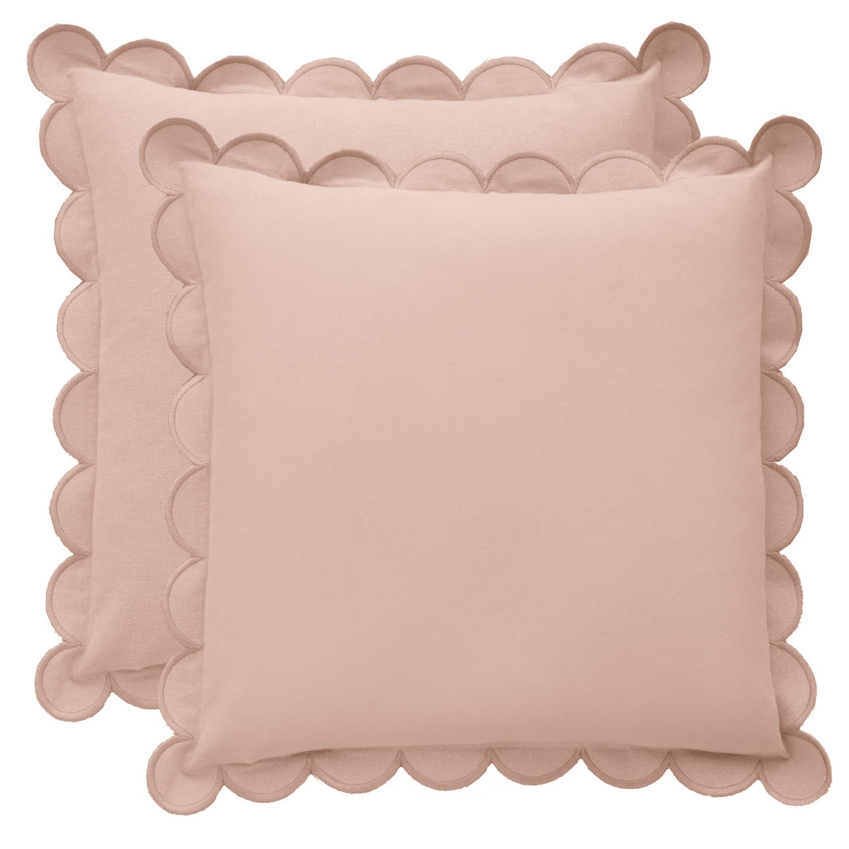 BEBE BASK Scalloped Pillow Cover Set of 2, 18x18, Cotton - Natural