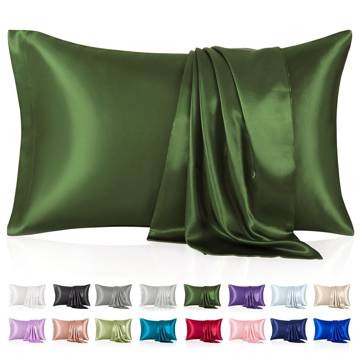 Silk Like Satin Pillowcase Standard Size, Royal Blue, 2 Pack, 20x26 Inches