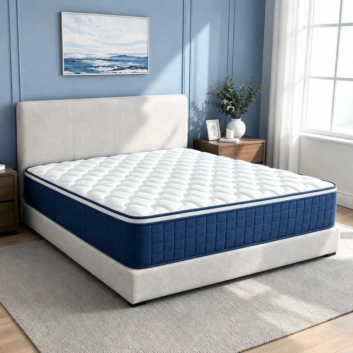 12 Inch King Size Mattress, Plush Hybrid Mattress in a Box, Individual Pocket Coils for Pressure Relief, CertiPUR‑US Certified, Vacuum‑Compressed, Fits King Bed Frame, Dimensions: 76" x 80"