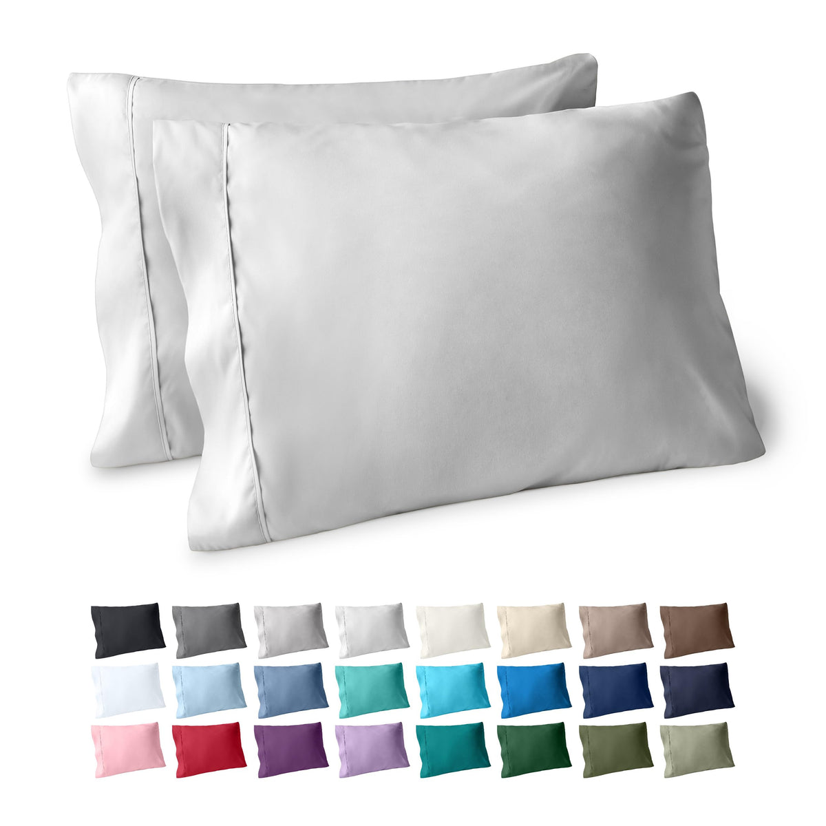Bare Home Pillowcases Open End (Standard Set of 2, Grey)