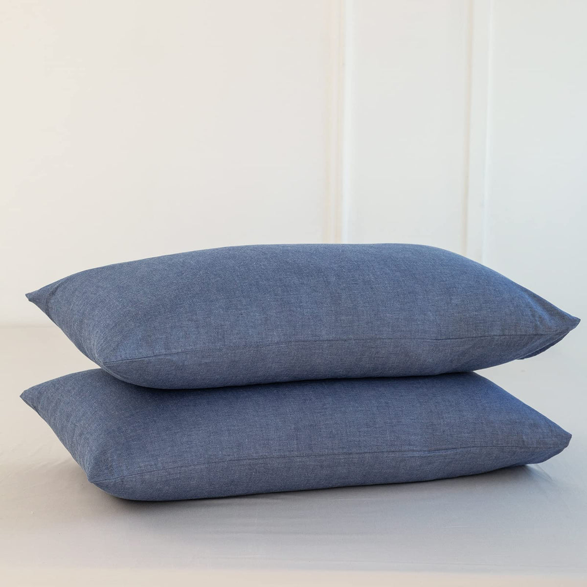 MOOMEE Pillowcase Set of 2 100% Washed Cotton Linen-Like King