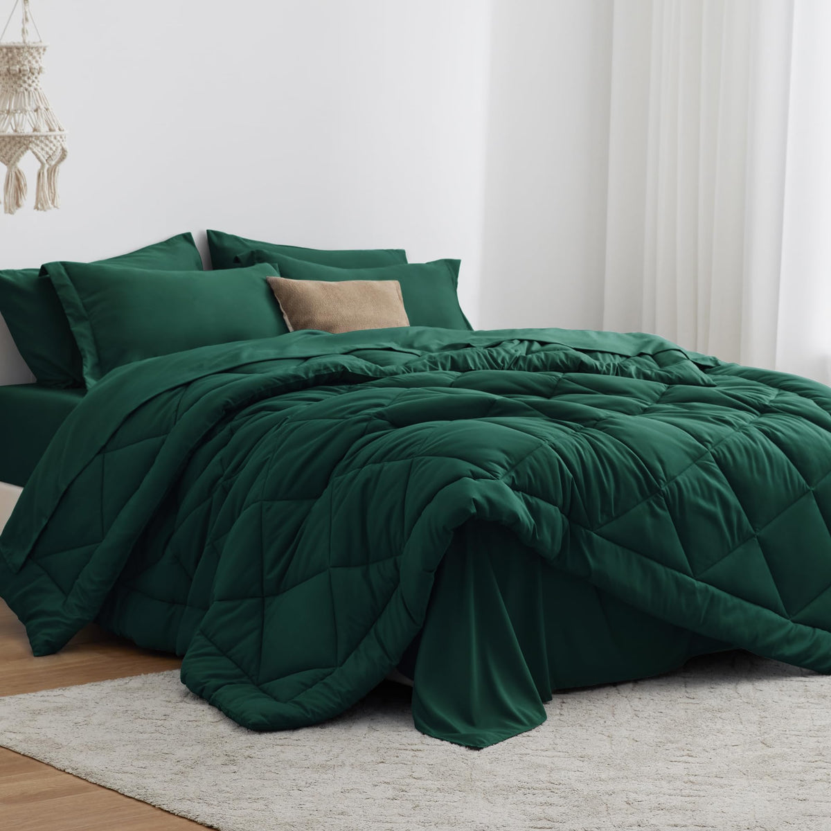 Love's cabin Full Comforter Set Black, 7 Pieces Full Bed in a Bag, All Season Bedding Sets with 1 Comforter, 1 Flat Sheet, 1 Fitted Sheet, 2 Pillowcase and 2 Pillow Sham