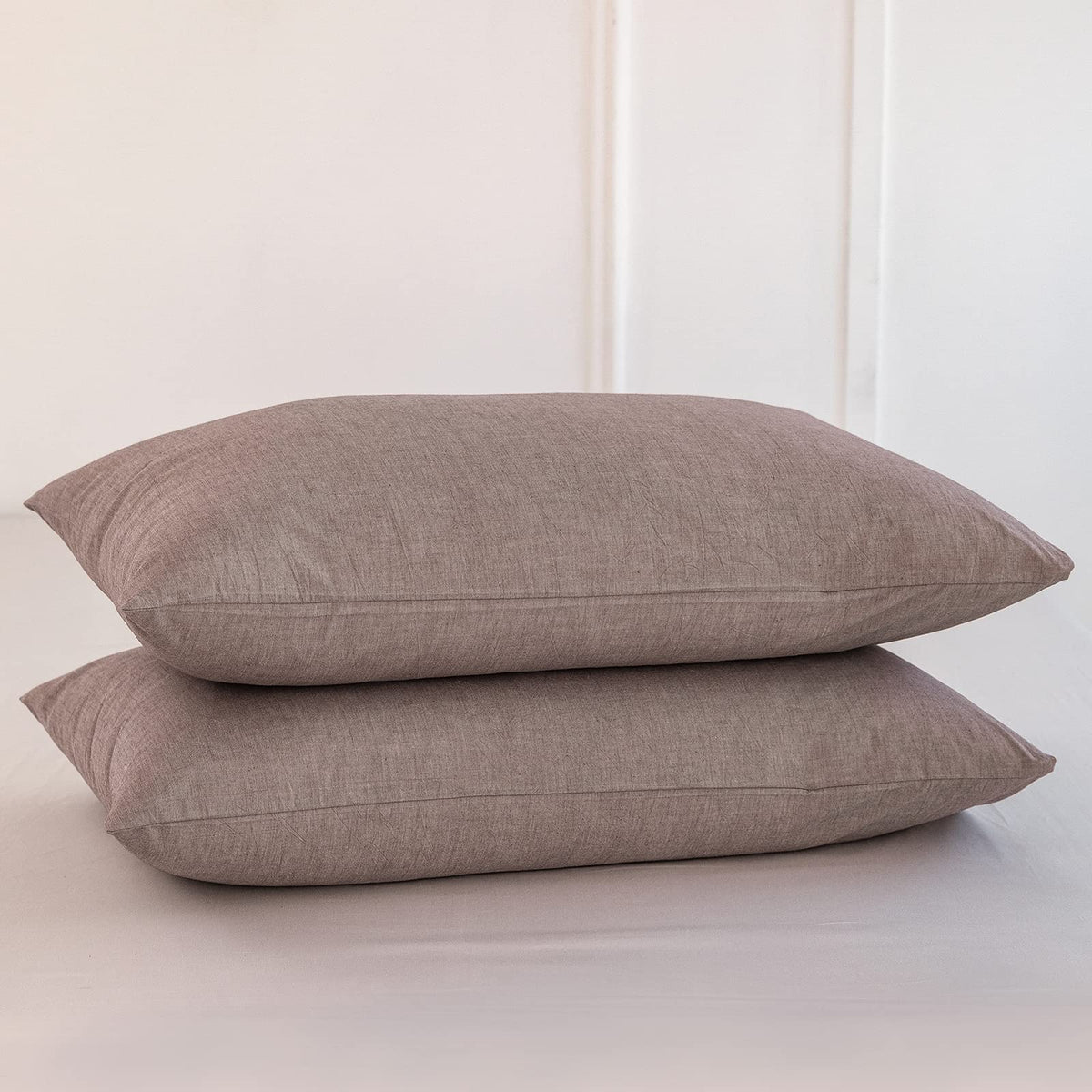 MOOMEE Pillowcase Set of 2 100% Washed Cotton Linen-Like King