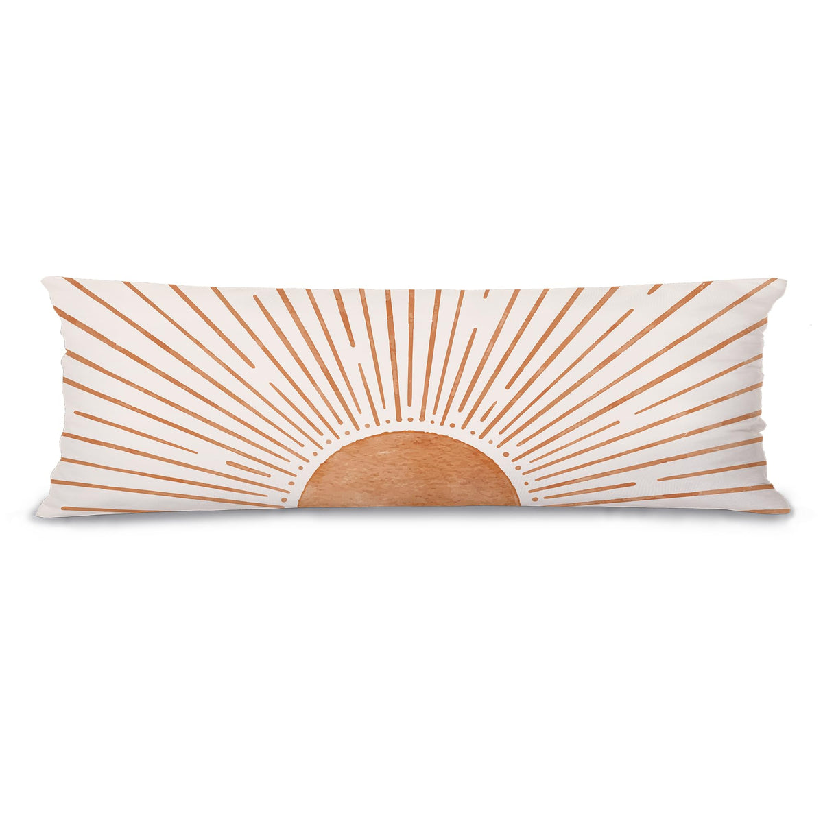 Boho Orange Sun Sunshine 20x54 Body Pillow Cover Case, Mid Century Modern Boho Horizontal Sunset Sunrise Decorative Long Hug Pillow Cases for Bed Couch