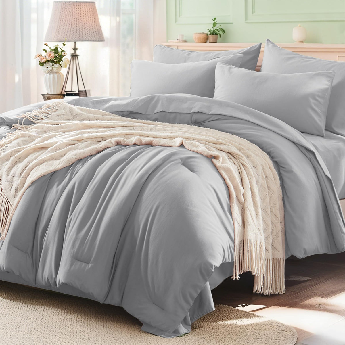 Anluoer Full Size Comforter Sets, 7 Piece Bed in a Bag Full Bedding Sets