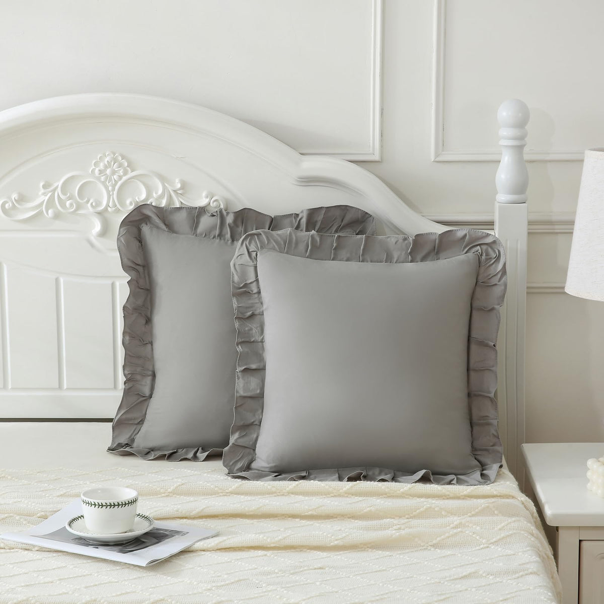 Boho White Body Pillowcase 20x54in - Ruffled Fringe Decor Sham