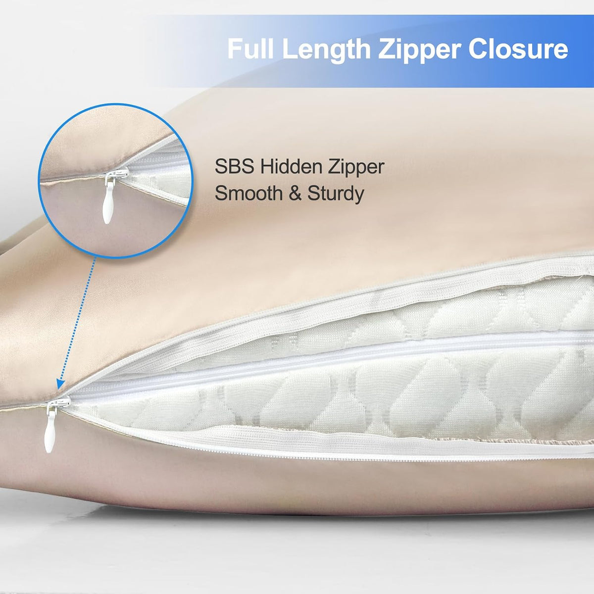 Curved Queen Pillow Case for Sider Sleeper, 20 x 30 Silky Cover with Zipper