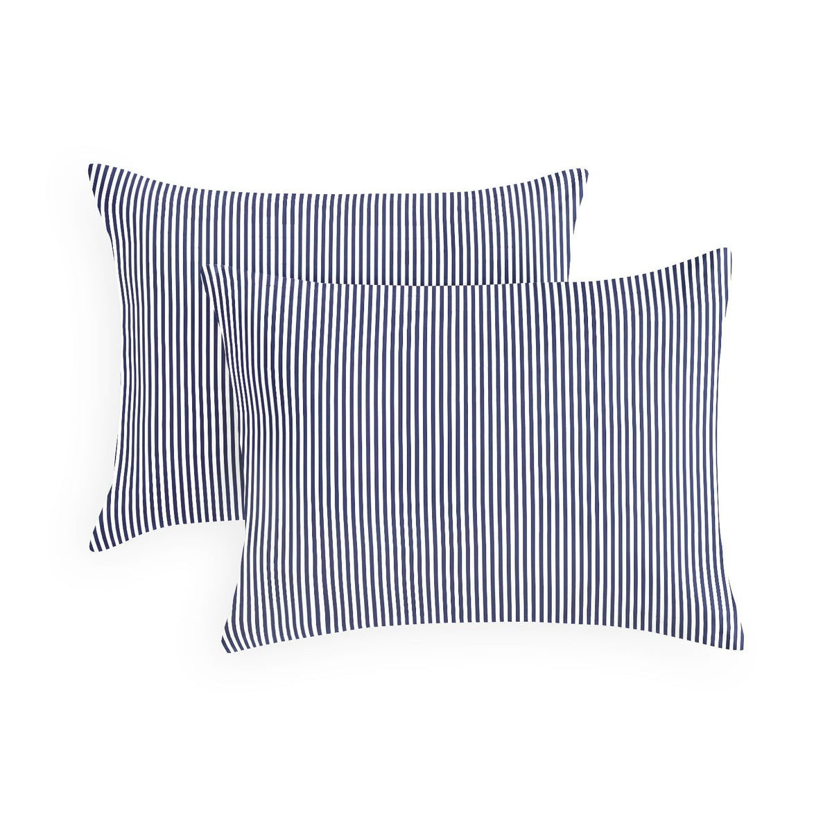 Wake In Cloud - Striped Pillow Cases, Ticking Vertical Pin Stripe Modern Farmhouse Pattern Printed, Set of 2 Soft Pillowcases Pillow Shams Covers, Blue White, Standard Size 20x26 Inches