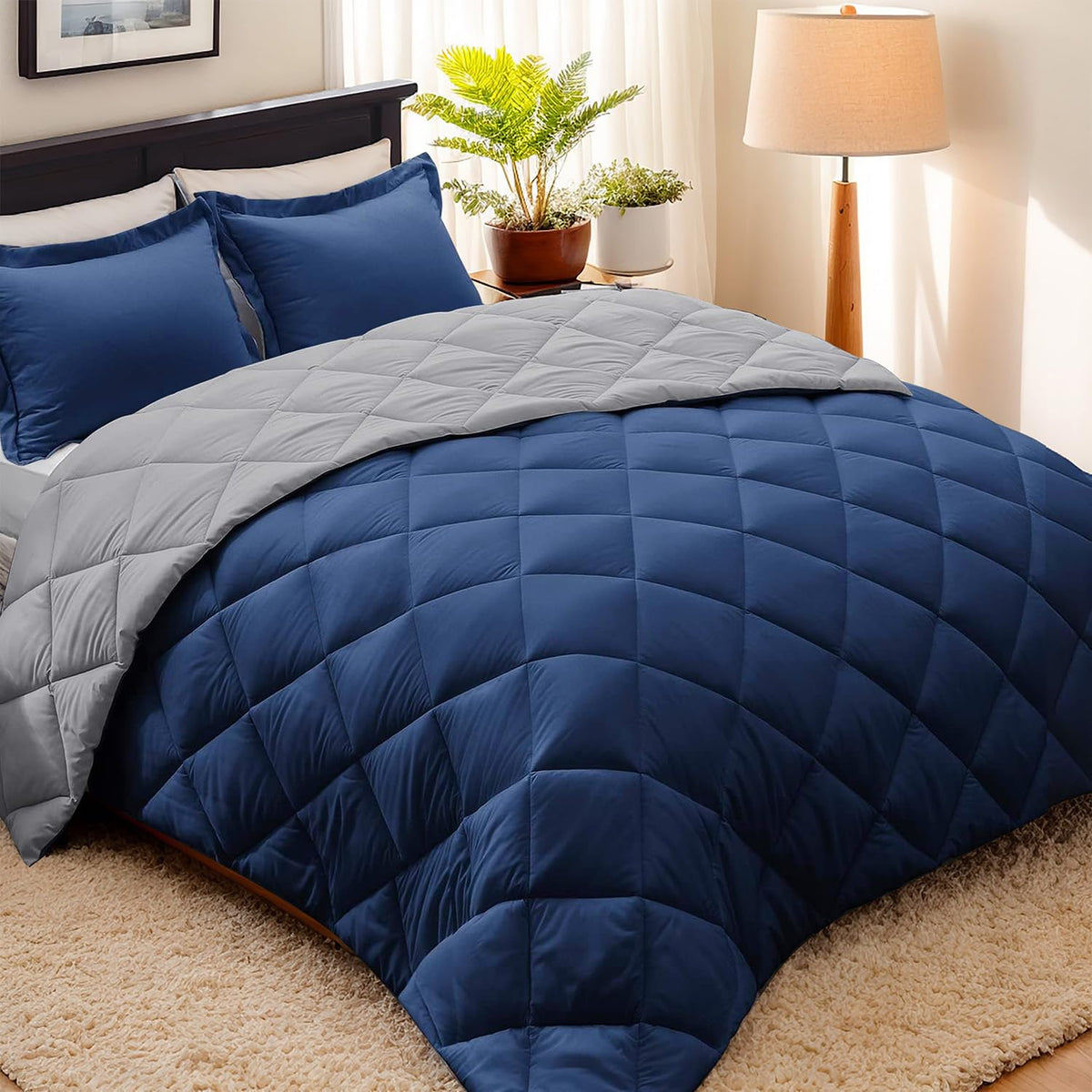 HIG 3pc Green Queen Size Bedding Comforter Set Duvet Insert Blanket