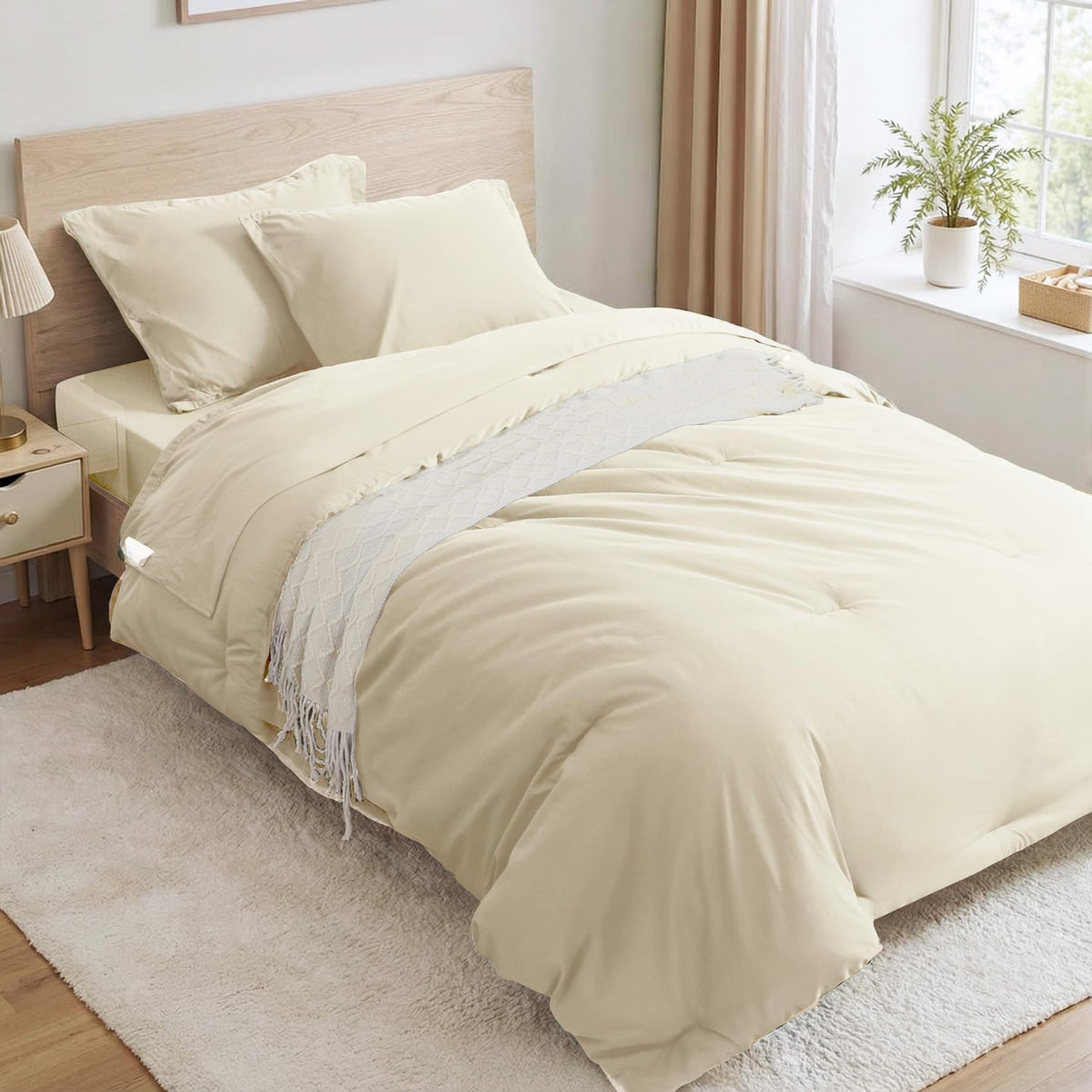 Anluoer Full Size Comforter Sets, 7 Piece Bed in a Bag Full Bedding Sets