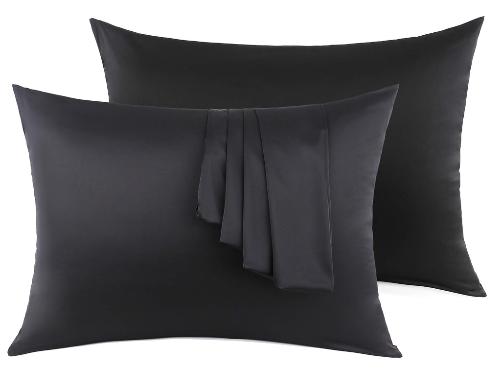 100% Silk Pillow Cases 2 Pack, Mulberry Silk Pillowcase for Hair and Skin with Hidden Zipper, Soft Breathable Smooth Cooling Silk Pillowcase for Sleeping Women (White, Standard)