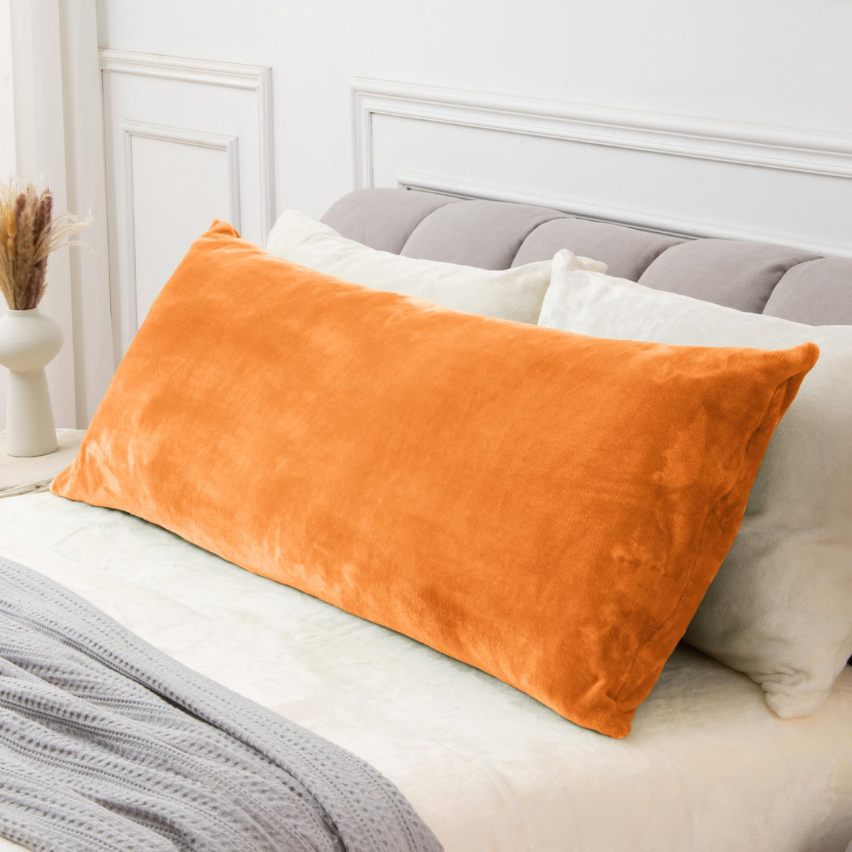 BEDELITE Body Pillow Cover with Zipper, Gray, 20x54 Inch, 1 Pack