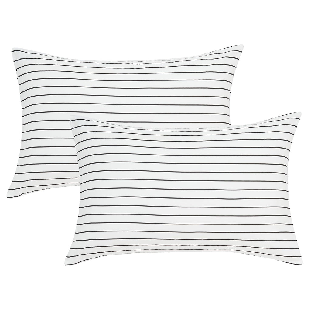 JELLYMONI Cotton Classic Striped Pillowcases Set of 2, Tan, Standard
