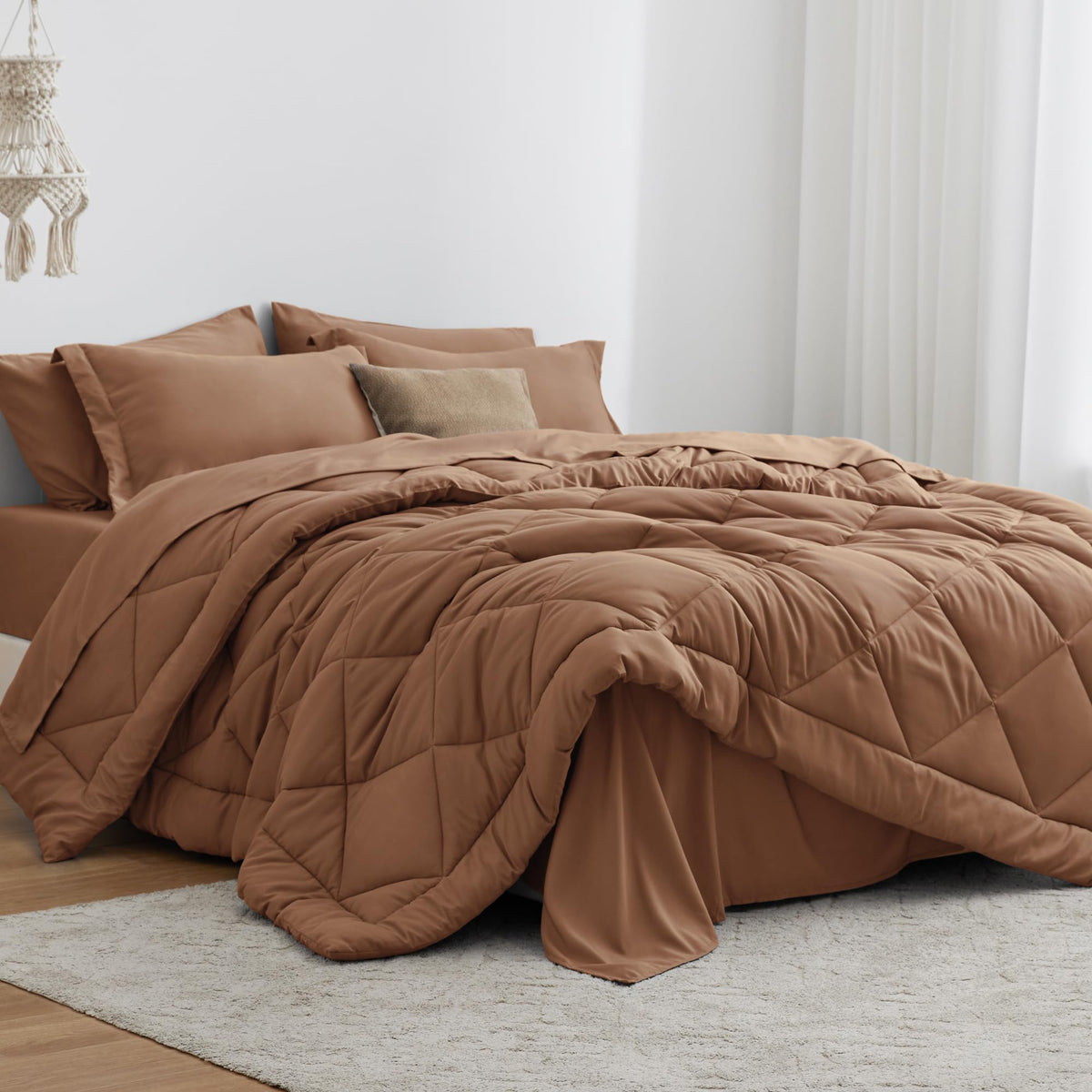Love's cabin Full Comforter Set Black, 7 Pieces Full Bed in a Bag, All Season Bedding Sets with 1 Comforter, 1 Flat Sheet, 1 Fitted Sheet, 2 Pillowcase and 2 Pillow Sham