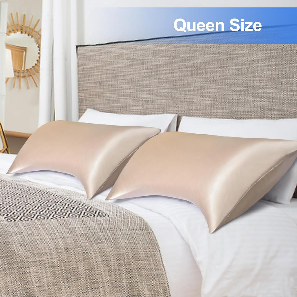 Curved Queen Pillow Case for Sider Sleeper, 20 x 30 Silky Cover with Zipper