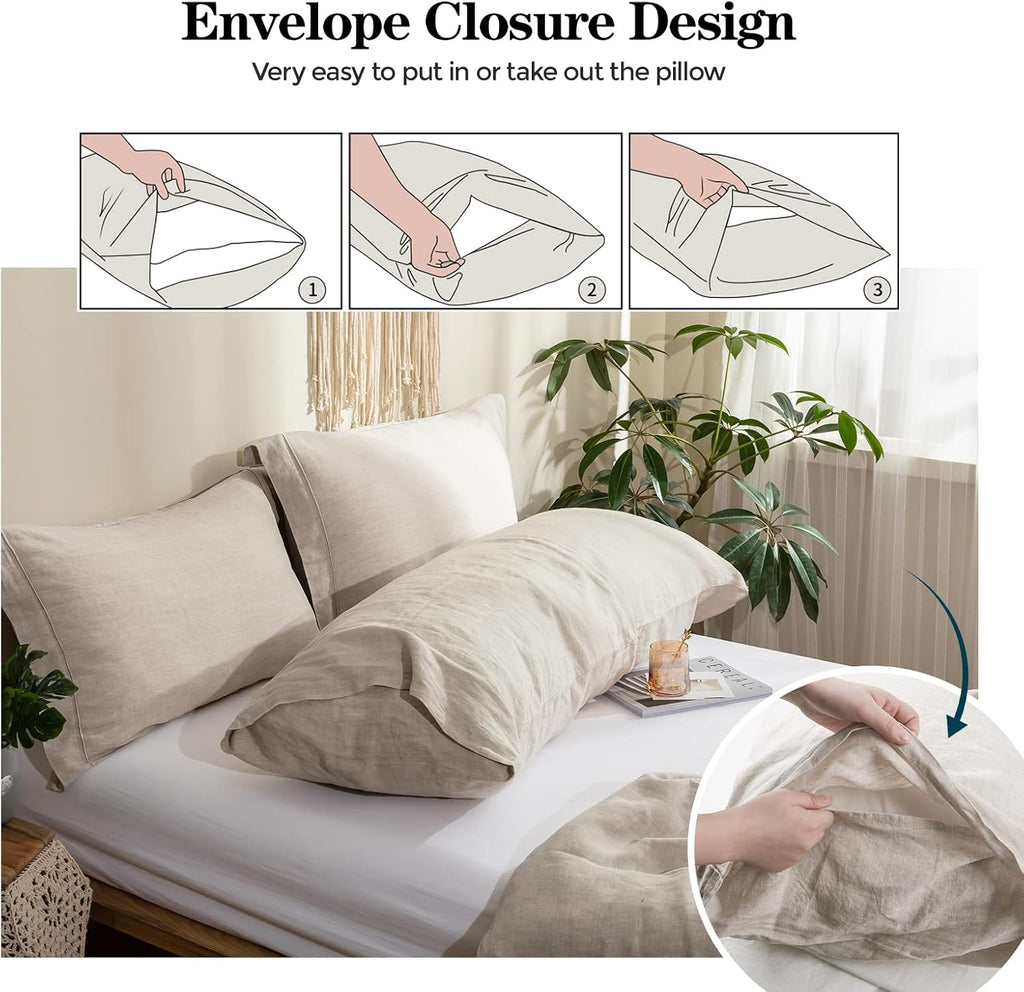 Simple&Opulence Body Pillow Cover 20" x 54",100% Pure Linen, Ultra Soft and Breathable, Body Pillowcase with Envelope Closure for Adults(Linen)