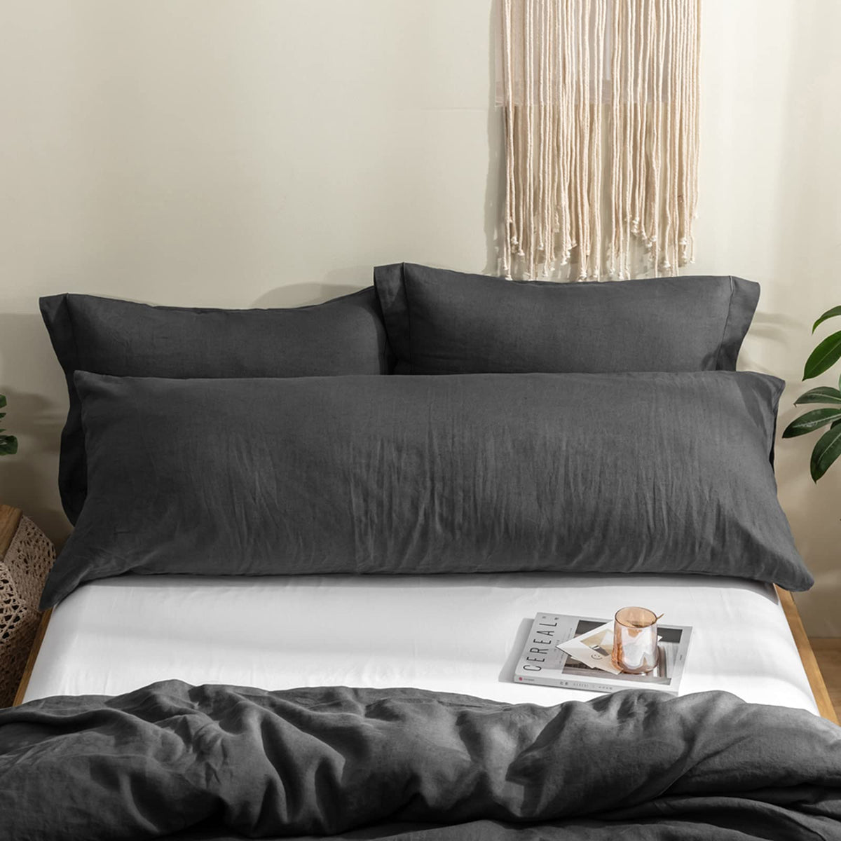 Simple&Opulence Body Pillow Cover 20" x 54",100% Pure Linen, Ultra Soft and Breathable, Body Pillowcase with Envelope Closure for Adults(Linen)