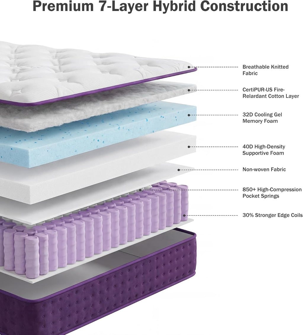 Queen Mattress 14 Inch Hybrid Mattress in a Box for Side Sleeper Soft Plush