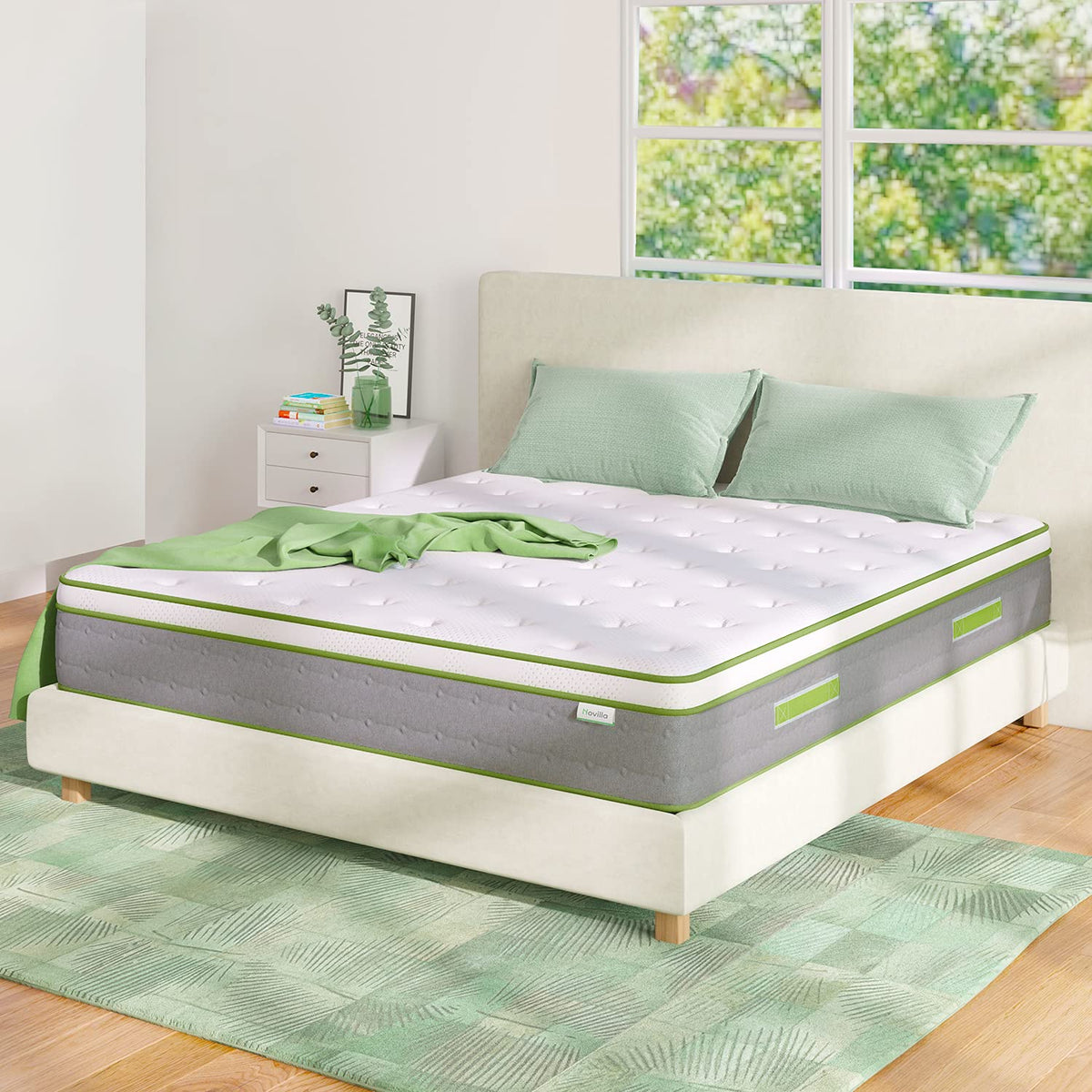Novilla Queen Mattress, 12 Inch Hybrid Mattress Queen with Comfort Foam|Innerspring Pillow Top Mattresses in a Box, Pressure & Pain Relief, Soft Feel but Supportive, CertiPUR-US