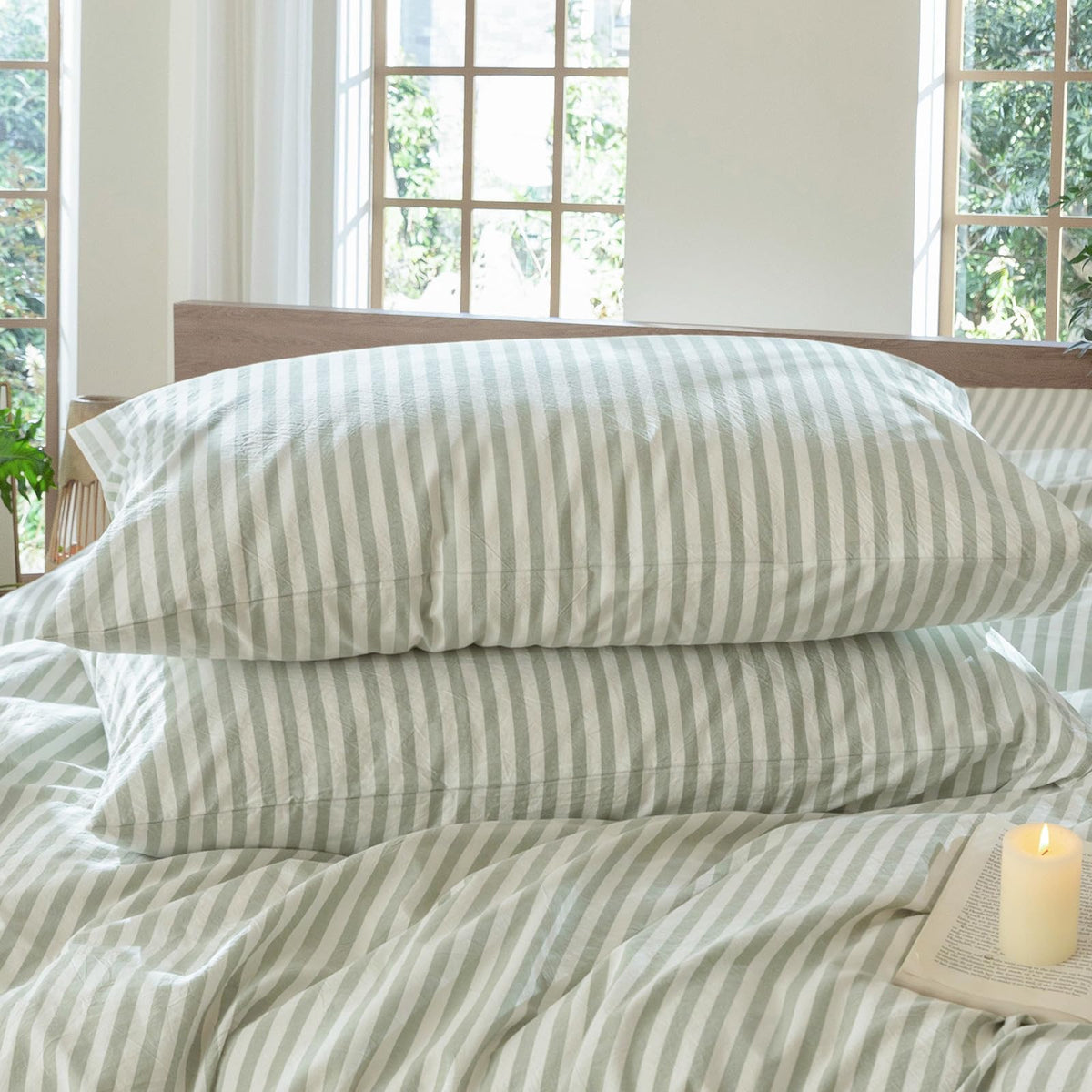 MOOMEE Pillowcase Set of 2 100% Washed Cotton Linen-Like King