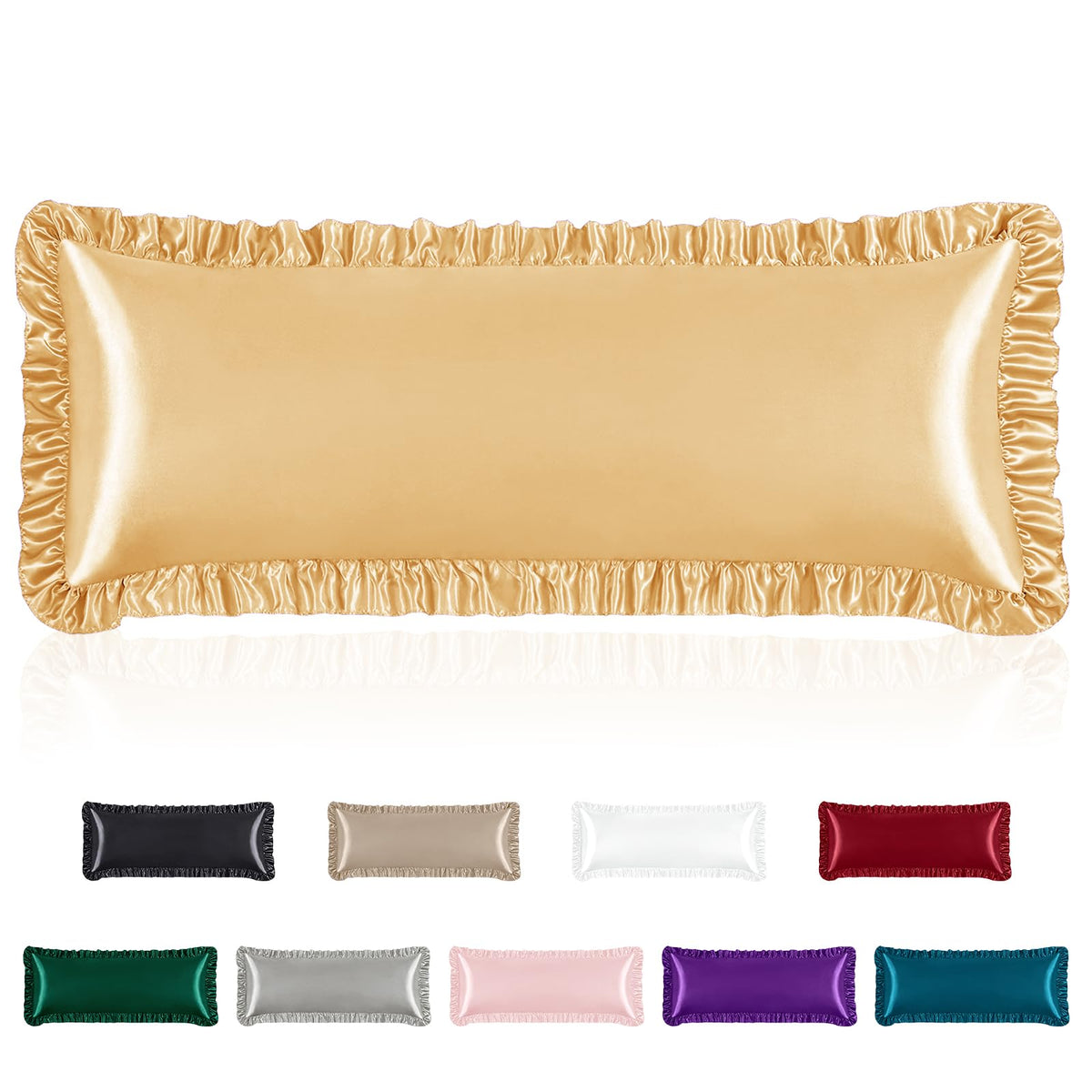 Homiest Blush Pink Ruffle Satin Pillowcase Set of 2, Standard