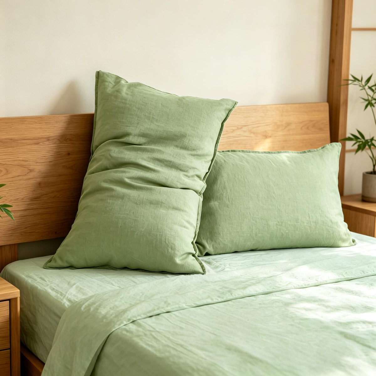 Simple&Opulence 100% French Linen Pillowcase Queen Size-Set of 2- Washed Solid Color Pillow Cases Embroidered -Soft and Durable (Linen, 20''x30'')