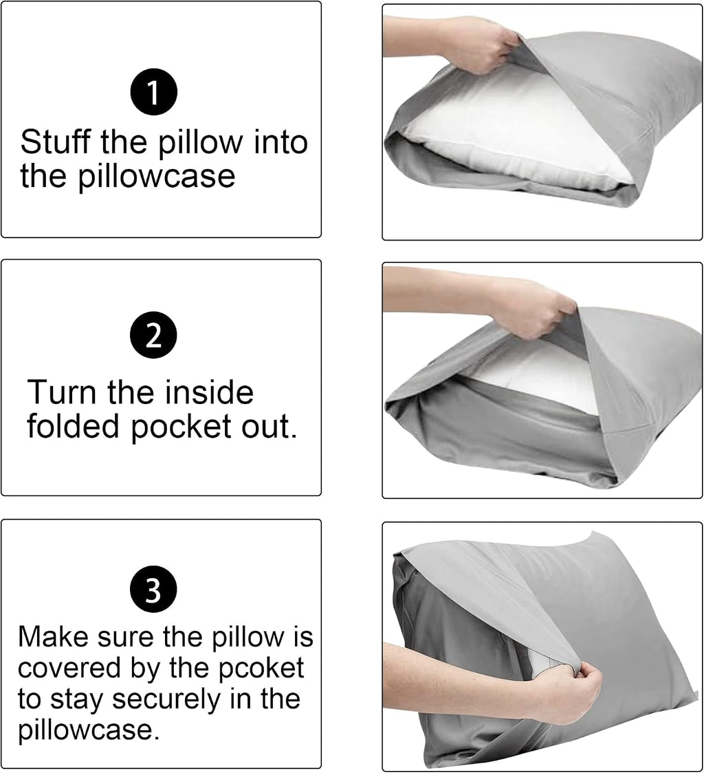 FLXXIE 2-Pack Microfiber King Pillow Cases, Envelope Closure, Navy
