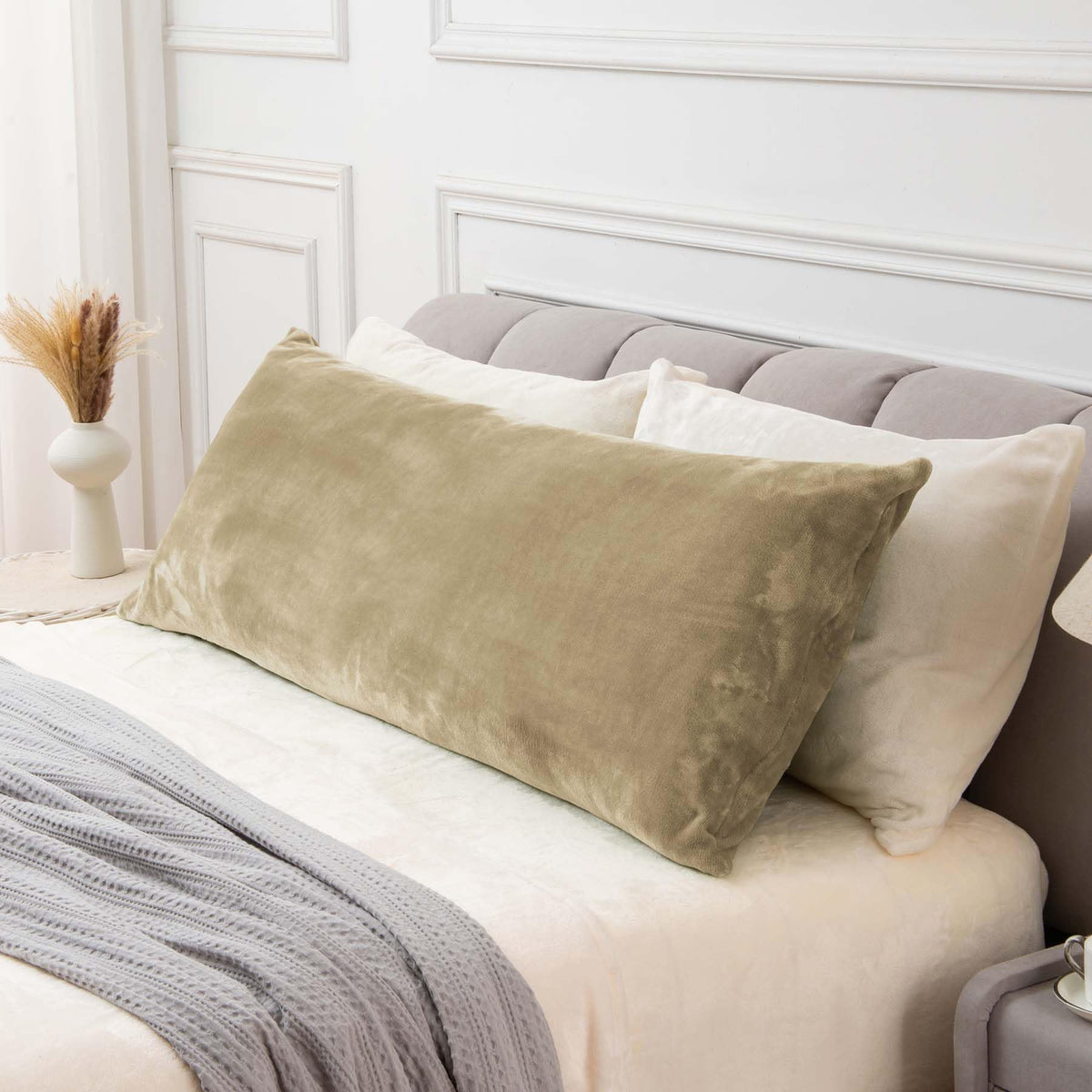 BEDELITE Body Pillow Cover with Zipper, Gray, 20x54 Inch, 1 Pack