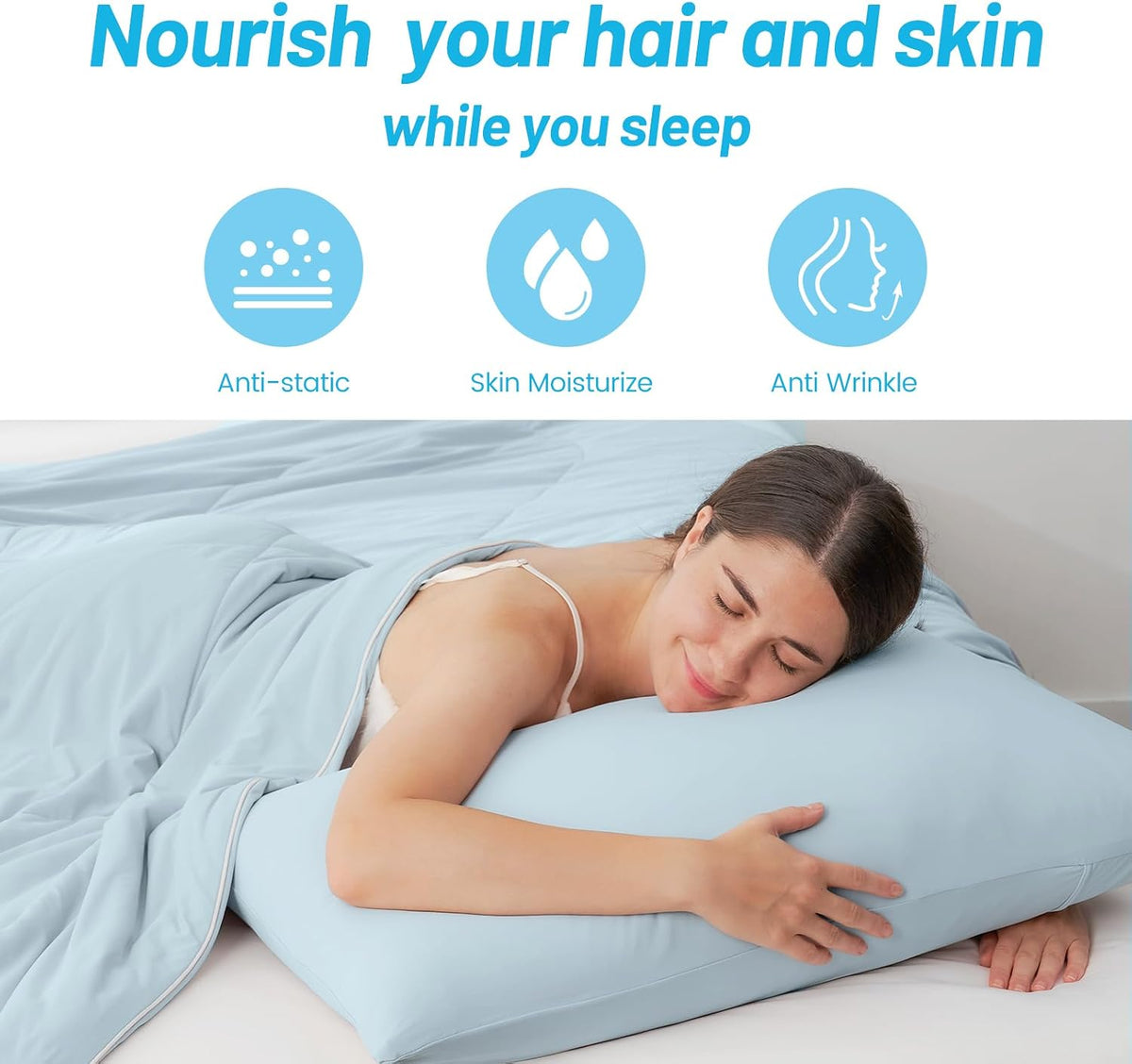 Cozy Bliss 2 Pack Cooling Pillow Cases, Queen 20" x 30", Blue