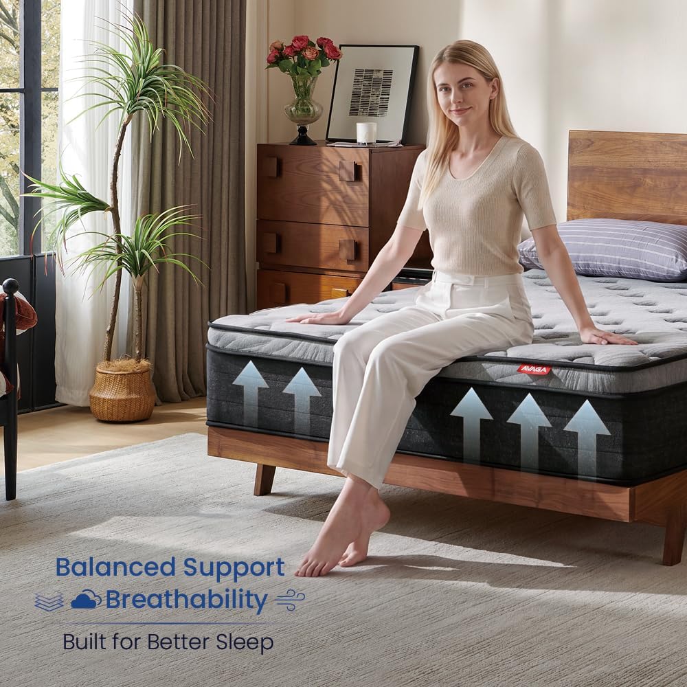 AVAGA Full Size Mattress 10 Inch in a Box Hybird, Fiberglass Free