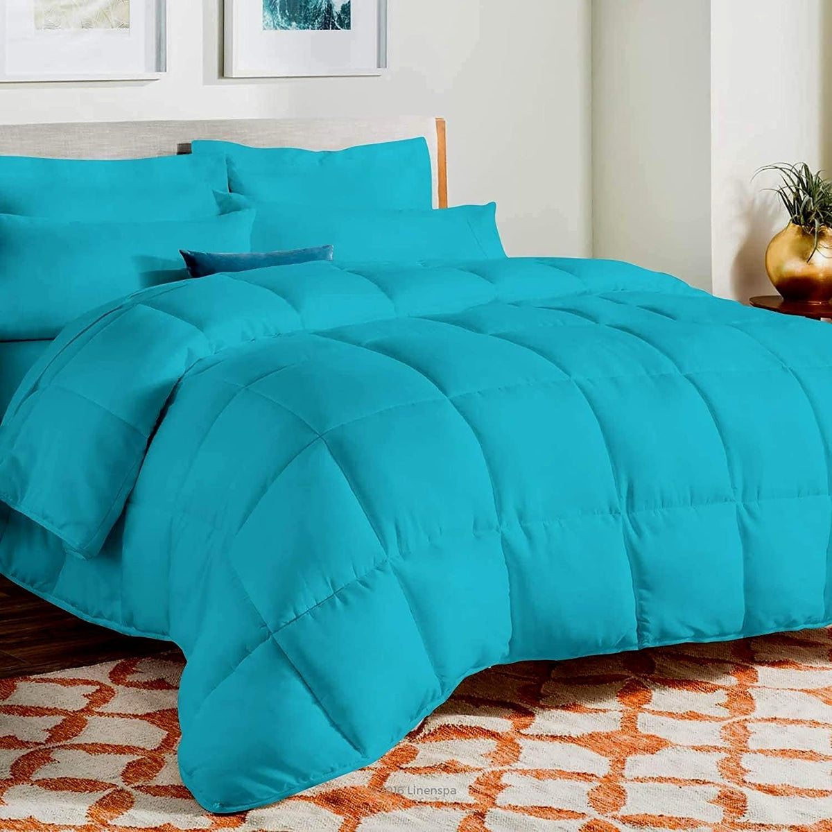 King Size 8 Piece Bed in a Bag - 500GSM Comforter Set with 18 inch Deep Fitted, Flat, Bed Skirt, Pillowcases & Shams, 600 Thread Count, Egyptian Cotton, Beige
