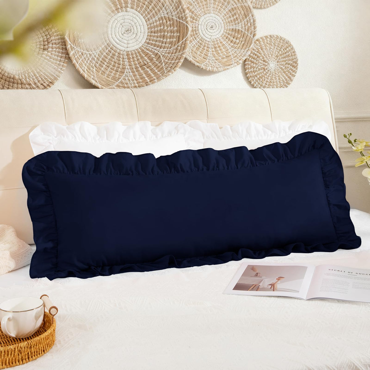 Pink Ruffle Lumbar Pillow Cover, 12x20 Inch