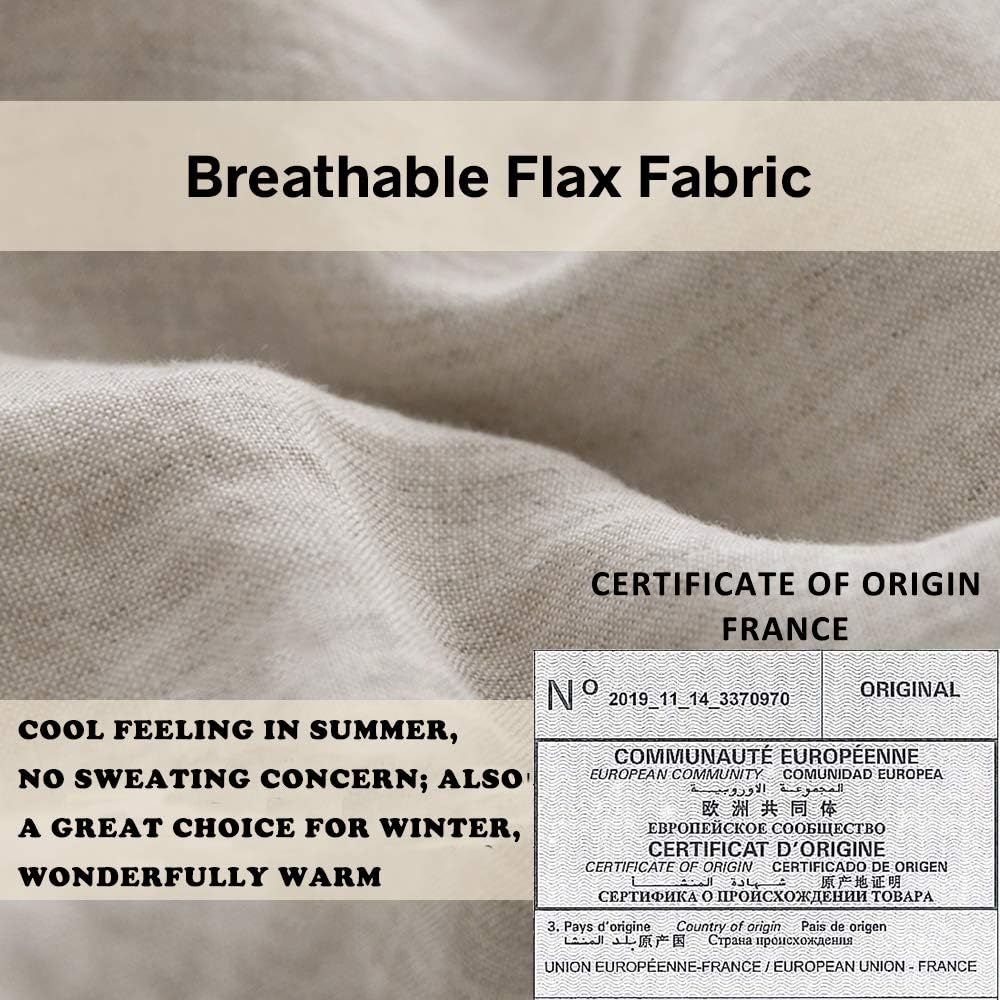 Simple&Opulence 100% French Linen Pillowcase Queen Size-Set of 2- Washed Solid Color Pillow Cases Embroidered -Soft and Durable (Linen, 20''x30'')