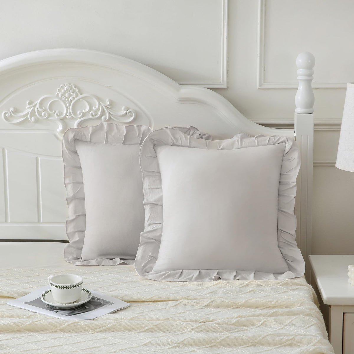 Boho White Body Pillowcase 20x54in - Ruffled Fringe Decor Sham